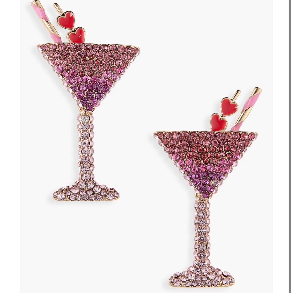 Baublebar Love On the Rocks Pink Martini Glass Stud Earrings